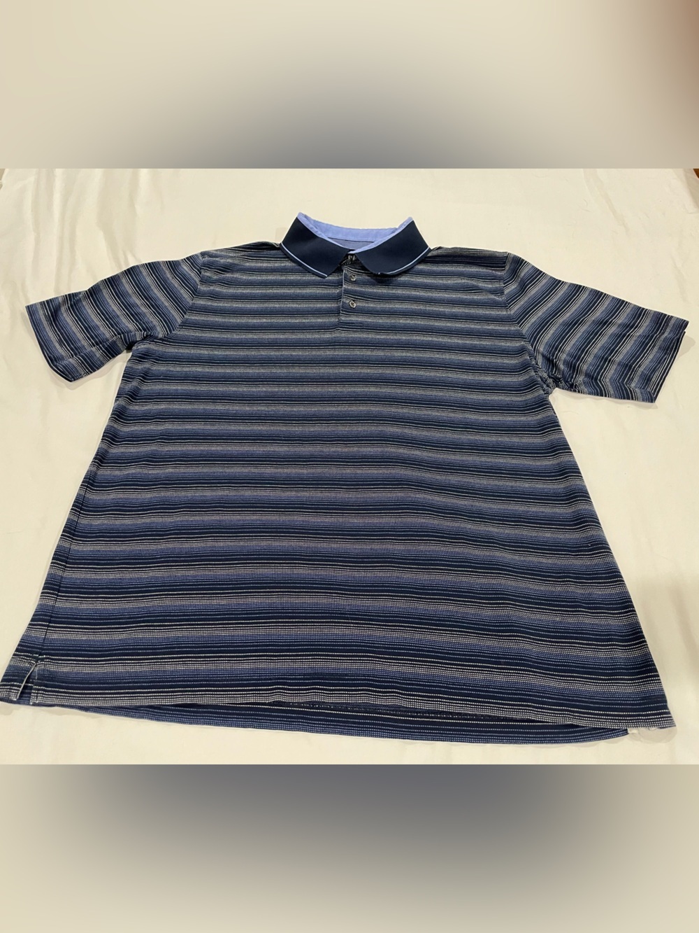 Hart Schaffner Marx Blue Striped Crewneck Polo Shirt XL